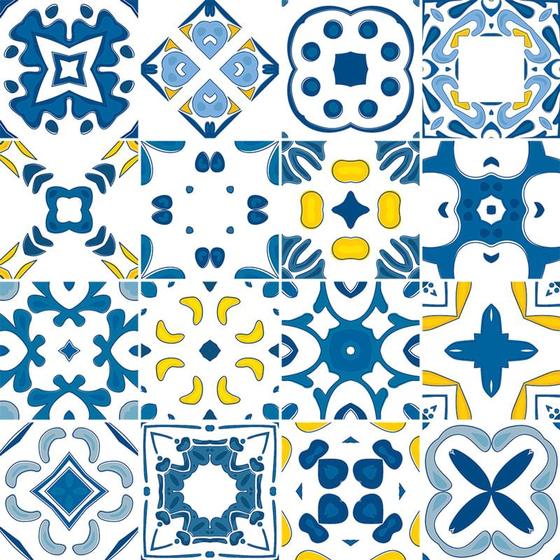 Imagem de Adesivo de Azulejo - Ladrilho Hidráulico - 15cm x 15cm - 16un - 382Azme