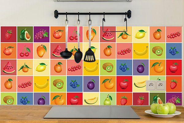 Imagem de Adesivo de Azulejo para Cozinha Frutas 10x10cm 100un