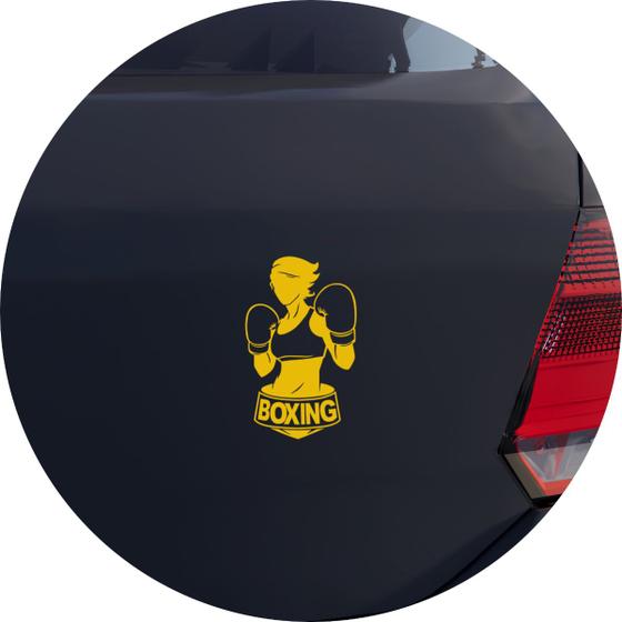 Imagem de Adesivo de Carro Boxe Feminino Cinturão - Cor Amarelo