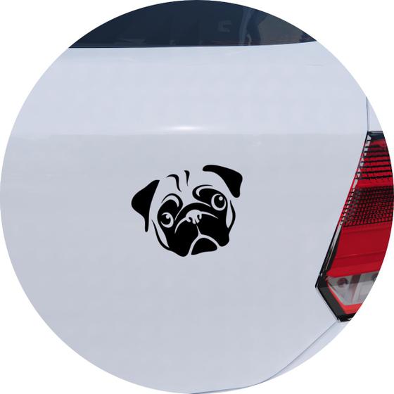 Imagem de Adesivo de Carro Cachorro Pug Sentado - Cor Preto