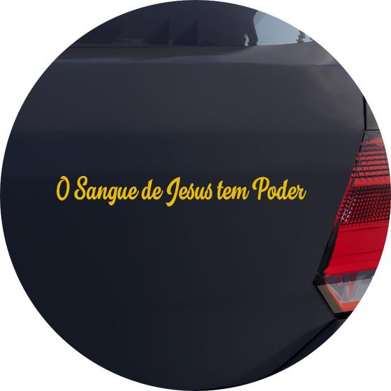 Imagem de Adesivo de Carro Frase O Sangue De Jesus Tem Poder - Cor Amarelo