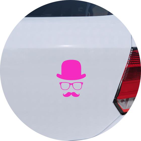 Imagem de Adesivo de Carro Gentleman Chapéu e Bigode - Cor Rosa Claro