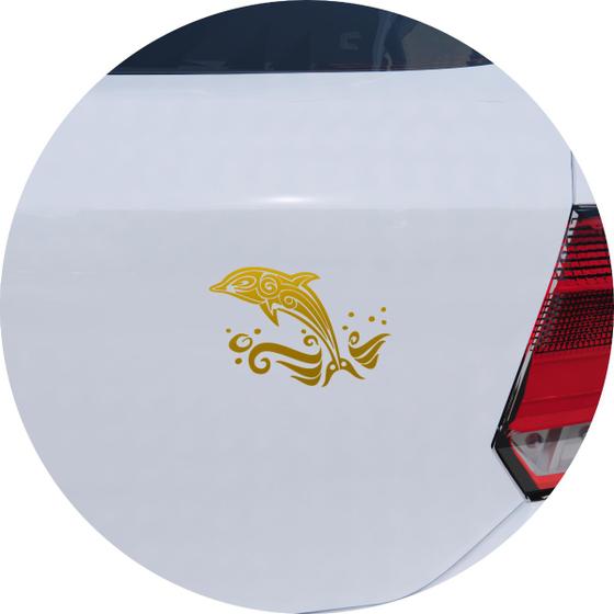 Imagem de Adesivo de Carro Golfinho Tribal - Cor Dourado