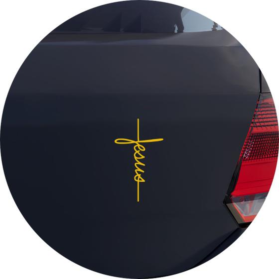 Imagem de Adesivo de Carro Jesus em forma de Cruz - Cor Amarelo