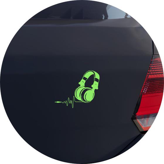Imagem de Adesivo de Carro Música na Veia - Fones de Ouvido Over-Ear - Cor Verde Claro