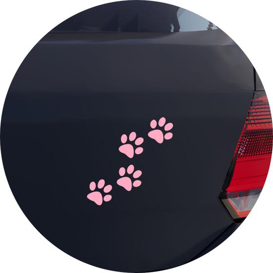 Imagem de Adesivo de Carro Pegadas e Patas De Gato Cachorro - Cor Rosa Claro