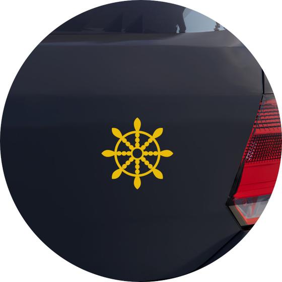 Imagem de Adesivo de Carro Roda de Dharma Budismo - Cor Amarelo