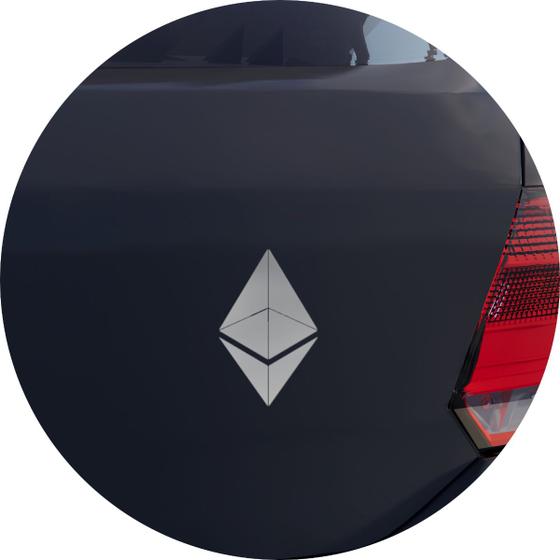 Imagem de Adesivo de Carro Símbolo da Criptomoeda Ethereum - Cor Azul Claro