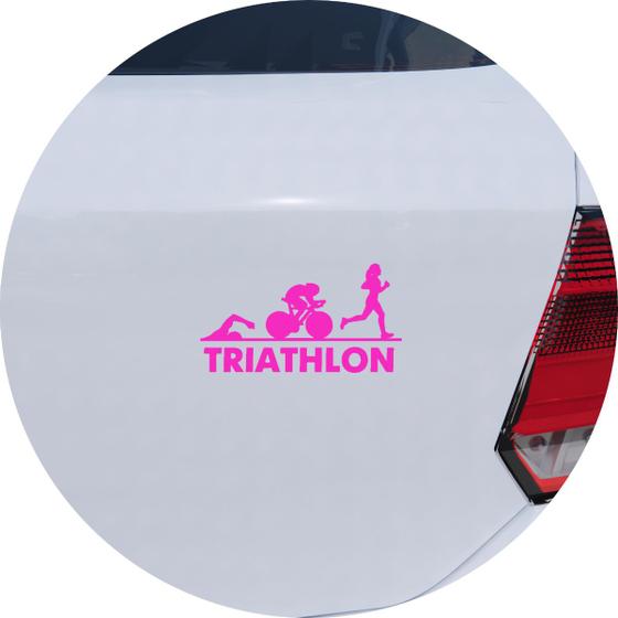 Imagem de Adesivo de Carro Triathlon Esporte Feminino - Cor Rosa