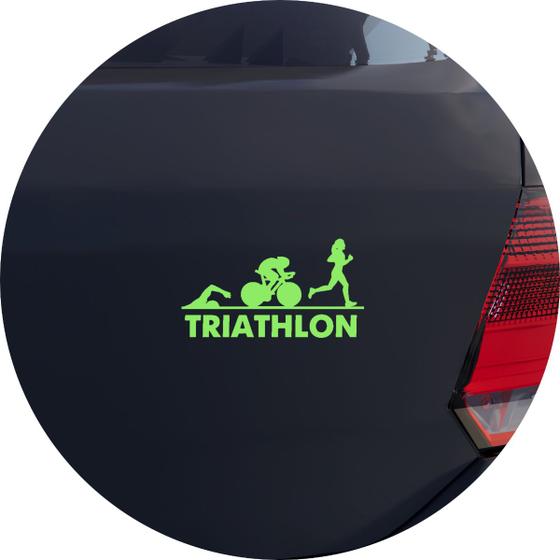 Imagem de Adesivo de Carro Triathlon Esporte Feminino - Cor Verde Claro