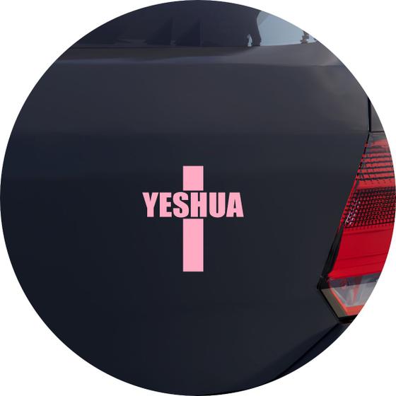 Imagem de Adesivo de Carro Yeshua Salvador Jesus - Cor Rosa Claro