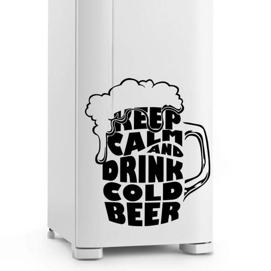 Imagem de Adesivo De Geladeira Keep Calm And Drink Cold Beer-P 42X50Cm