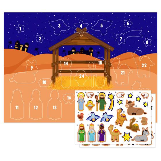 Imagem de Adesivo de Natal do Calendário do Advento da Natividade para