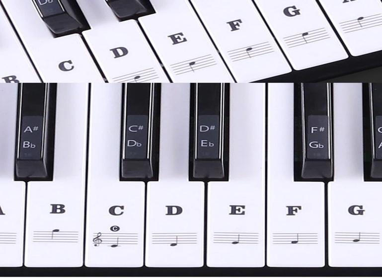 Imagem de Adesivo De Notas Musicais Teclado Piano Órgão Aprender Tocar