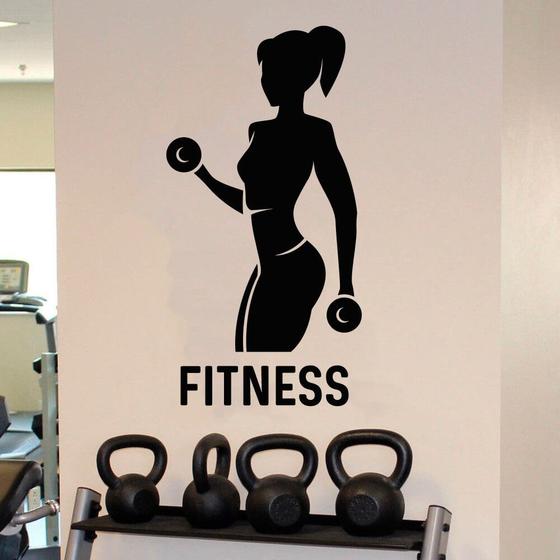 Adesivo de Parede Academia Fitness Silhueta Preto Menor preço em Adesivo de Parede Academia Fitness Silhueta Preto