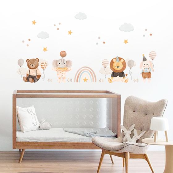 Imagem de Adesivo de Parede Baby Bear - Urso, e outros animais em aquarela - quartos de bebês e crianças