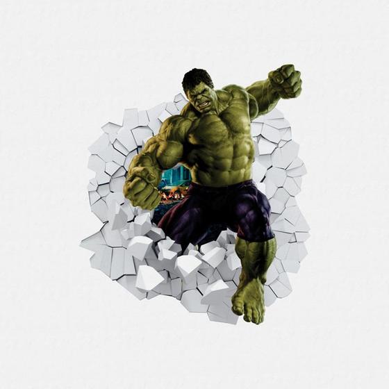 Imagem de Adesivo de Parede Buraco Falso Recortado 3d Hulk PPDAD006