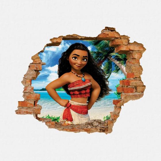 Imagem de Adesivo de Parede Buraco Falso Recortado 3d Infantil Moana PPDAD001