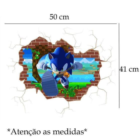 Imagem de Adesivo De Parede Buraco Falso Sonic Mod01