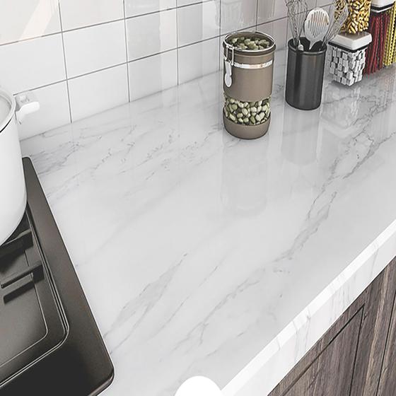 Imagem de Adesivo De Parede De Vínil Mármore Carrara Brilhante 3mx61cm Para Cozinha Banheiro