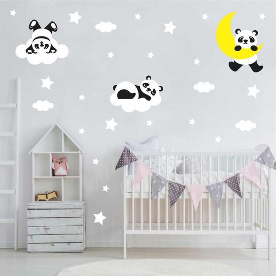 Imagem de Adesivo De Parede Decoração Berçario Pandas Infantil