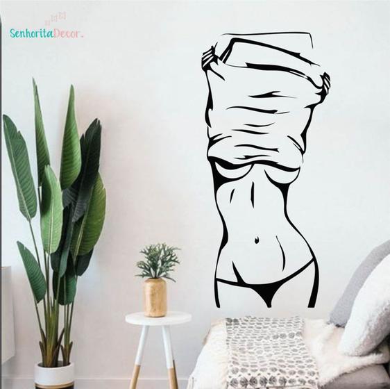 Imagem de adesivo de parede decoração feminina silhueta mulher biquíni