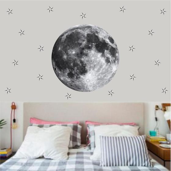 Imagem de Adesivo De Parede Decoração Lua Kit Estrelas Luar