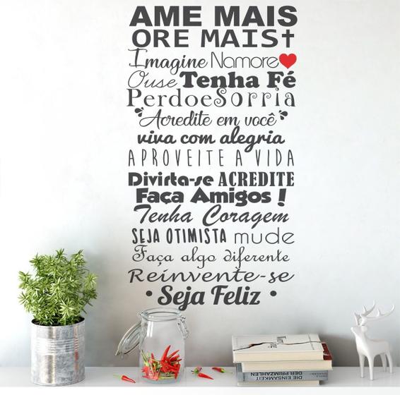 Imagem de Adesivo De Parede Decorativo Frase Ame Mais, Ore Mais