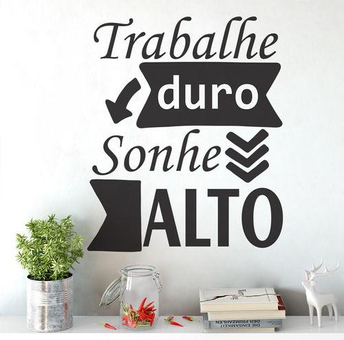 Imagem de Adesivo De Parede Decorativo Frase Motivacional Trabalhe Duro, Sonhe Alto