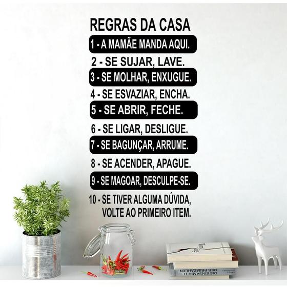 Imagem de Adesivo De Parede Decorativo motivacional Frase Regras da Casa