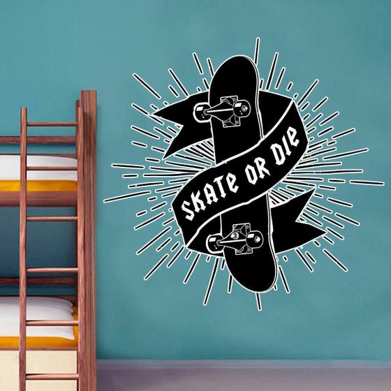 Imagem de Adesivo De Parede Esportes Skate Or Die-G 101X98Cm