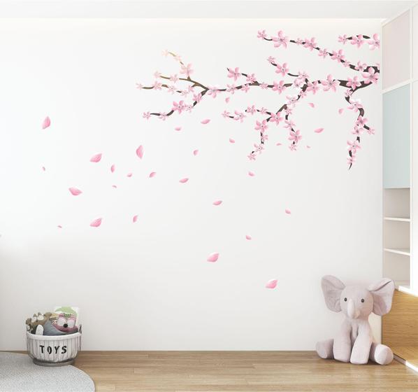 Imagem de Adesivo De Parede Flor De Cerejeira Sakura Rosa 90X50Cm