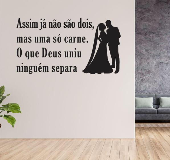 Imagem de Adesivo De Parede Frase Oque Deus Uniu Ninguém Separa