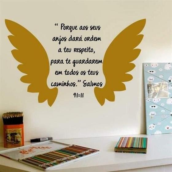 Imagem de Adesivo De Parede Frase Salmos 91:11-G 159X100Cm