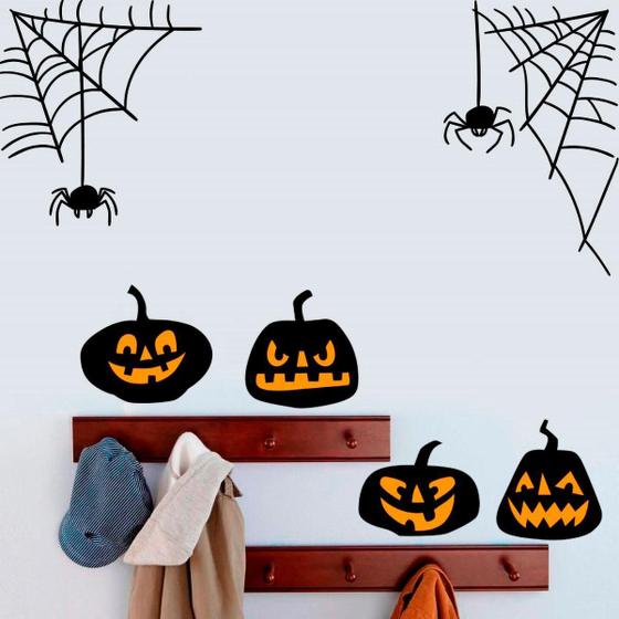 Imagem de Adesivo De Parede Halloween Abóboras E Aranhas-Es 98X98Cm