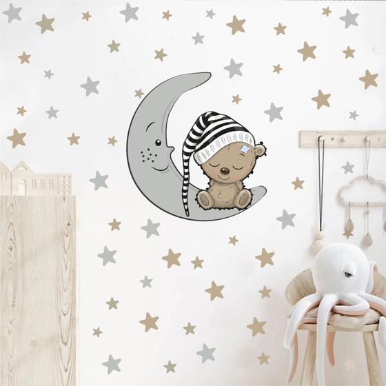 Imagem de Adesivo de Parede Infantil Urso Dormindo Lua