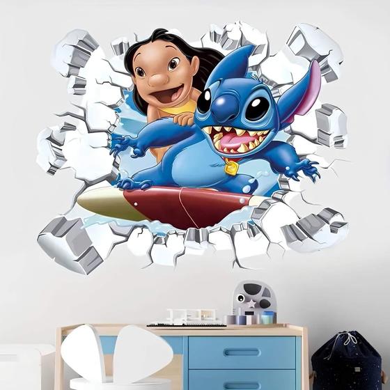 Imagem de Adesivo De Parede Lilo E Stitch Surfando