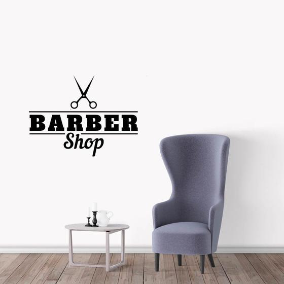 Imagem de Adesivo de Parede Logo Barber Shop Barbearia Preto