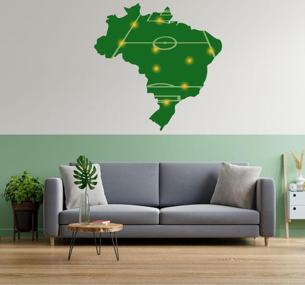 Imagem de Adesivo De Parede Mapa Do Brasil Campo De Futebol