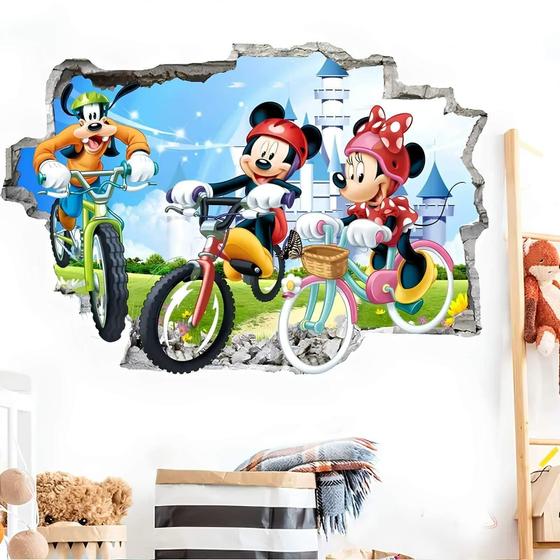 Imagem de Adesivo De Parede Mickey E Minnie Andando De Bike