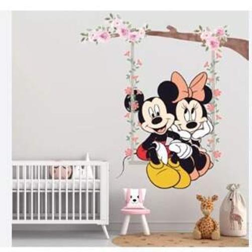 Imagem de Adesivo De Parede Mickey E Minnie No Balanço