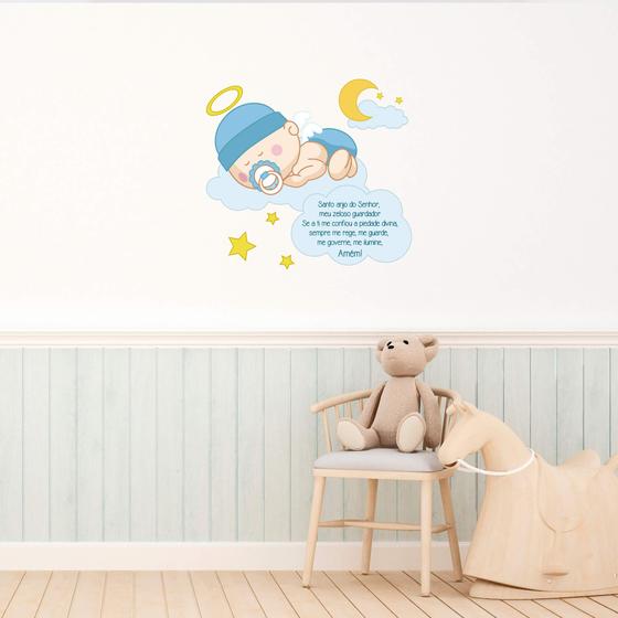 Imagem de Adesivo de Parede Oração Santo Anjo Bebê Decoração Quarto