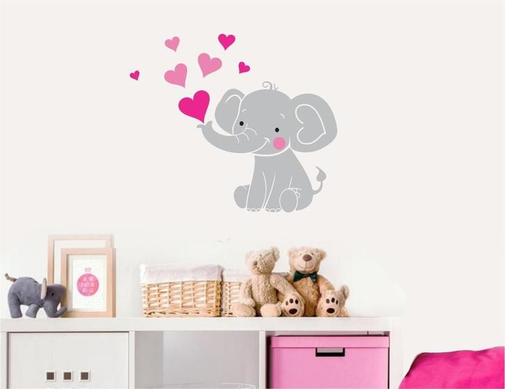 Imagem de Adesivo De Parede Quarto De Bebê Elefante Coração