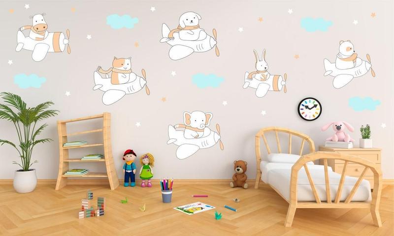 Imagem de Adesivo De Parede Quarto Infantil Animais Aviões