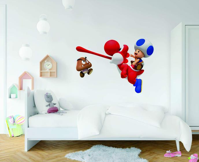 Imagem de Adesivo de Parede Toad e Yoshi Vermelho Mod01