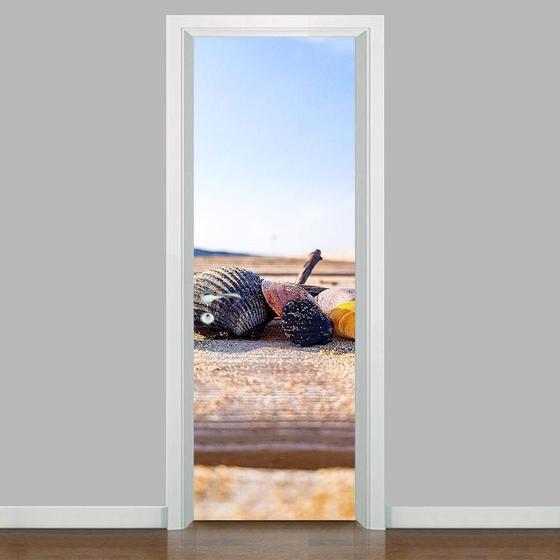 Imagem de Adesivo De Porta Conchinhas Na Areia 215x80cm