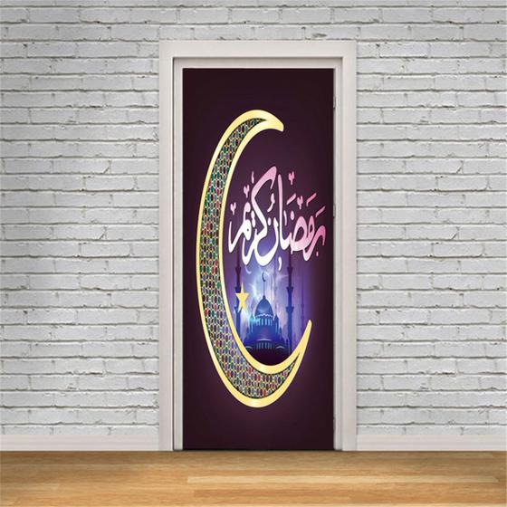 Imagem de Adesivo de porta Islam Muslim 77x200cm PVC para quarto