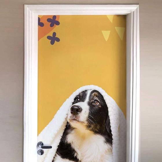 Imagem de Adesivo De Porta Pet Shop Cachorro Com Toalha 73X210Cm