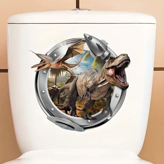 Imagem de Adesivo de Vaso Sanitário Escotilha Dinossauro