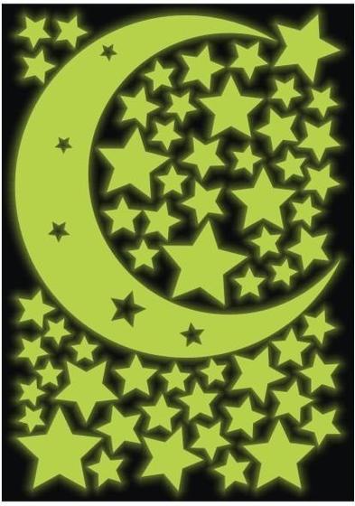 Adesivo Decorativo Brilha No Escuro - Estrelas - Lua Menor preço em Adesivo Decorativo Brilha No Escuro - Estrelas - Lua